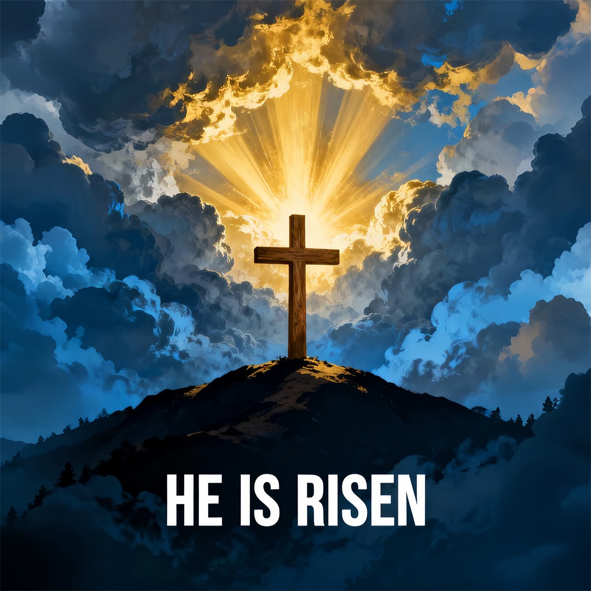 He Is Risen Backdrop Radiant Resurrection Cross Light Easter Photography Backdrops LXX61-101