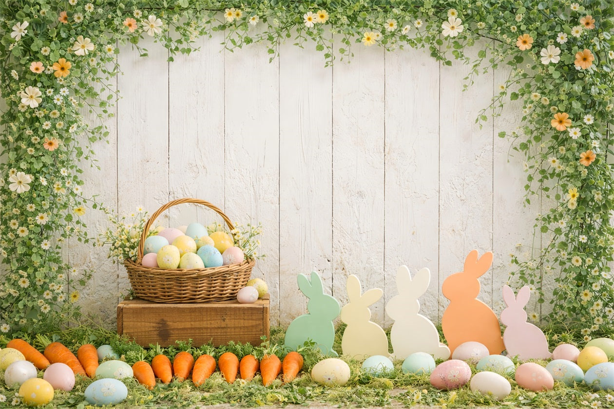 Easter Bunny Silhouette Backdrop Carrot Bundle Egg Basket Backdrop For Easter LXX61-115