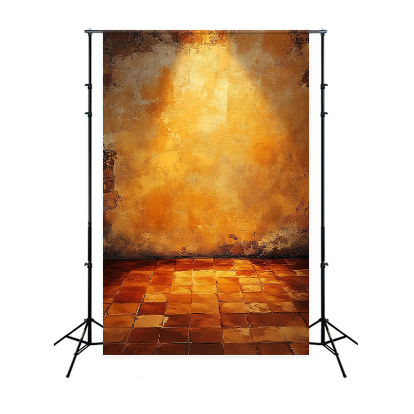 Portrait Photography Backdrop Warm Ochre Tile Wall Concrete Backdrop LXX61-12