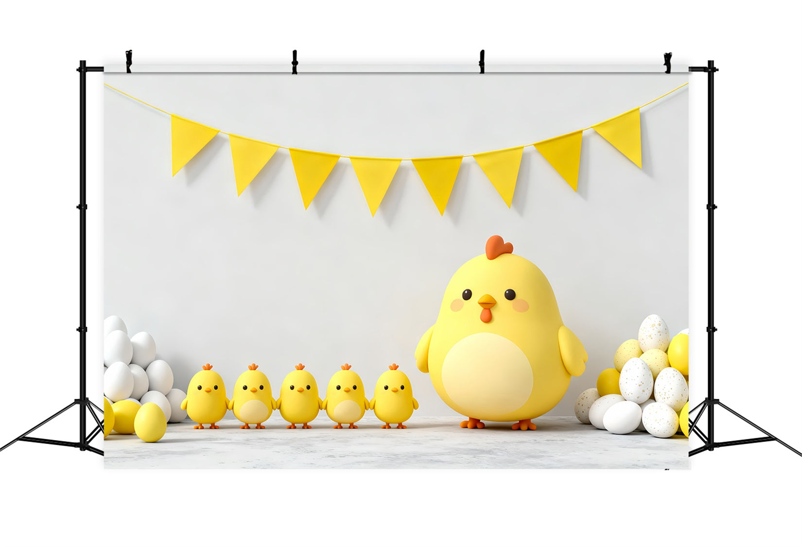 Easter Baby Chick Backdrop Yellow Bunting Flags Eggs Easter Picture Backdrop LXX61-121