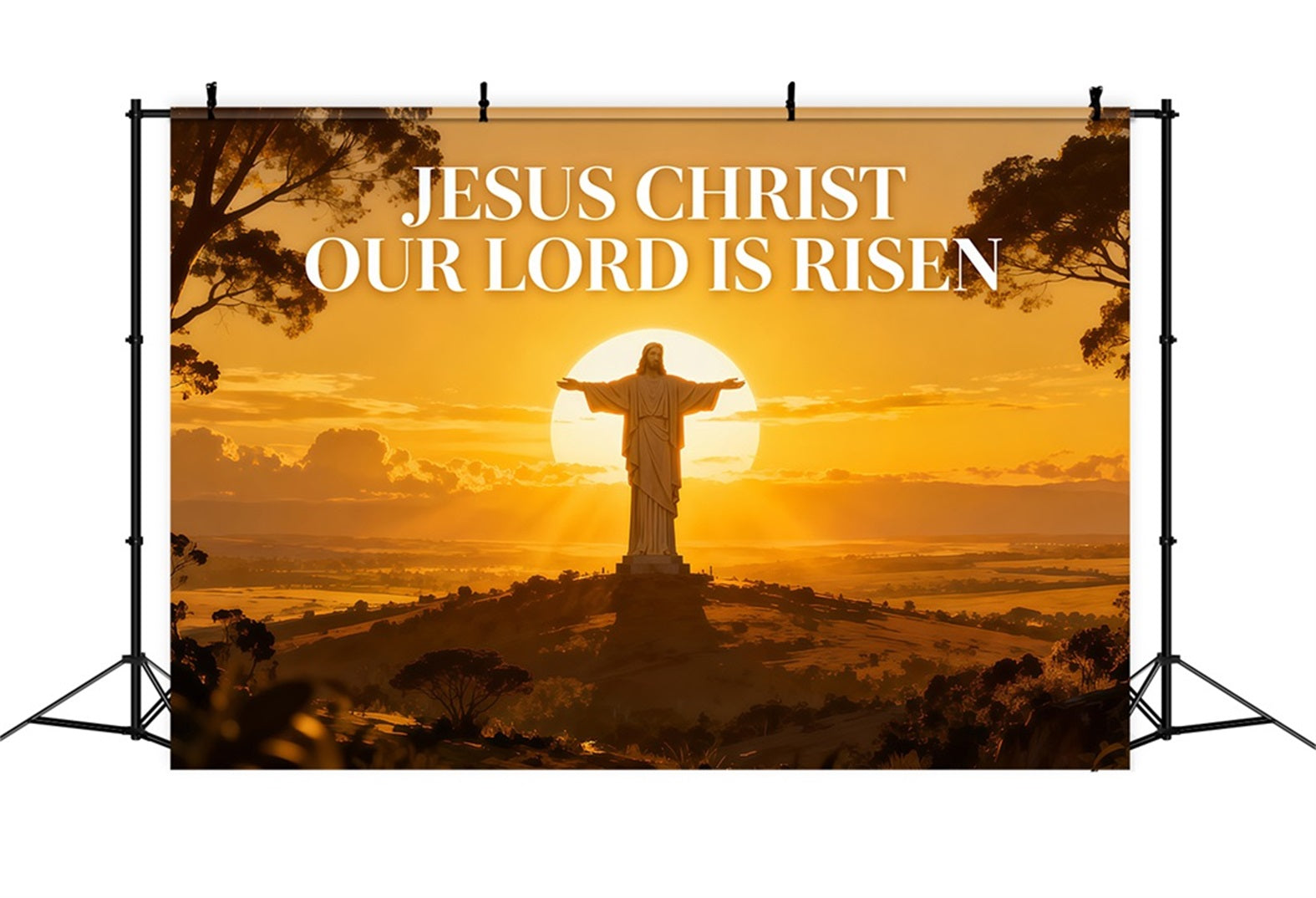 He Is Risen Backdrop Sunrise Cross Prayer Worship Easter Backdrops For Photography LXX61-130