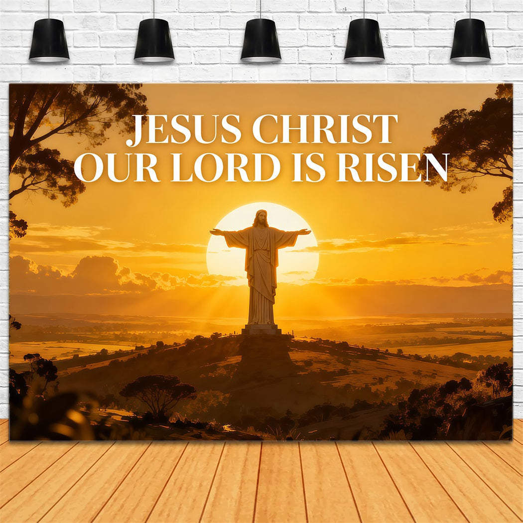He Is Risen Backdrop Sunrise Cross Prayer Worship Easter Backdrops For Photography LXX61-130