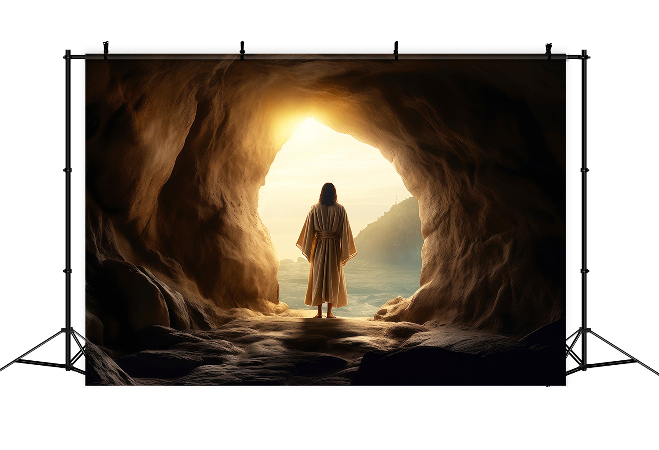 Christian Easter Photo Backdrops He Is Risen Savior Cave Easter Picture Backdrops LXX61-132