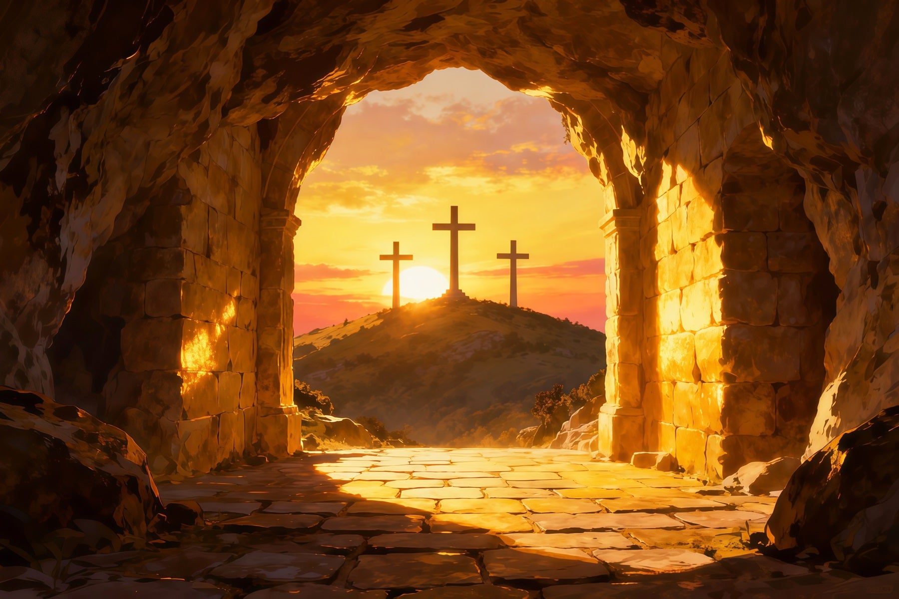 Religious Easter Backdrops He Is Risen Cross Hill Easter Photo Backdrop Ideas LXX61-133