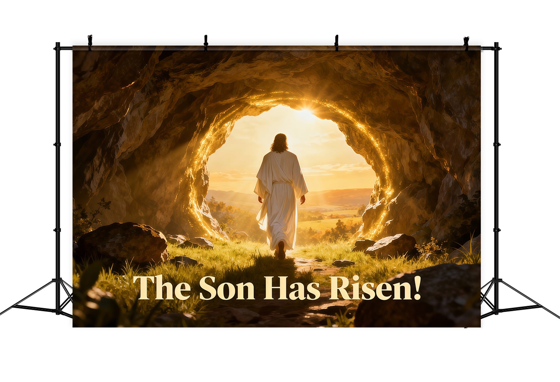 He Has Risen Backdrop Resurrection Light Cave Easter Photography Backdrop LXX61-139