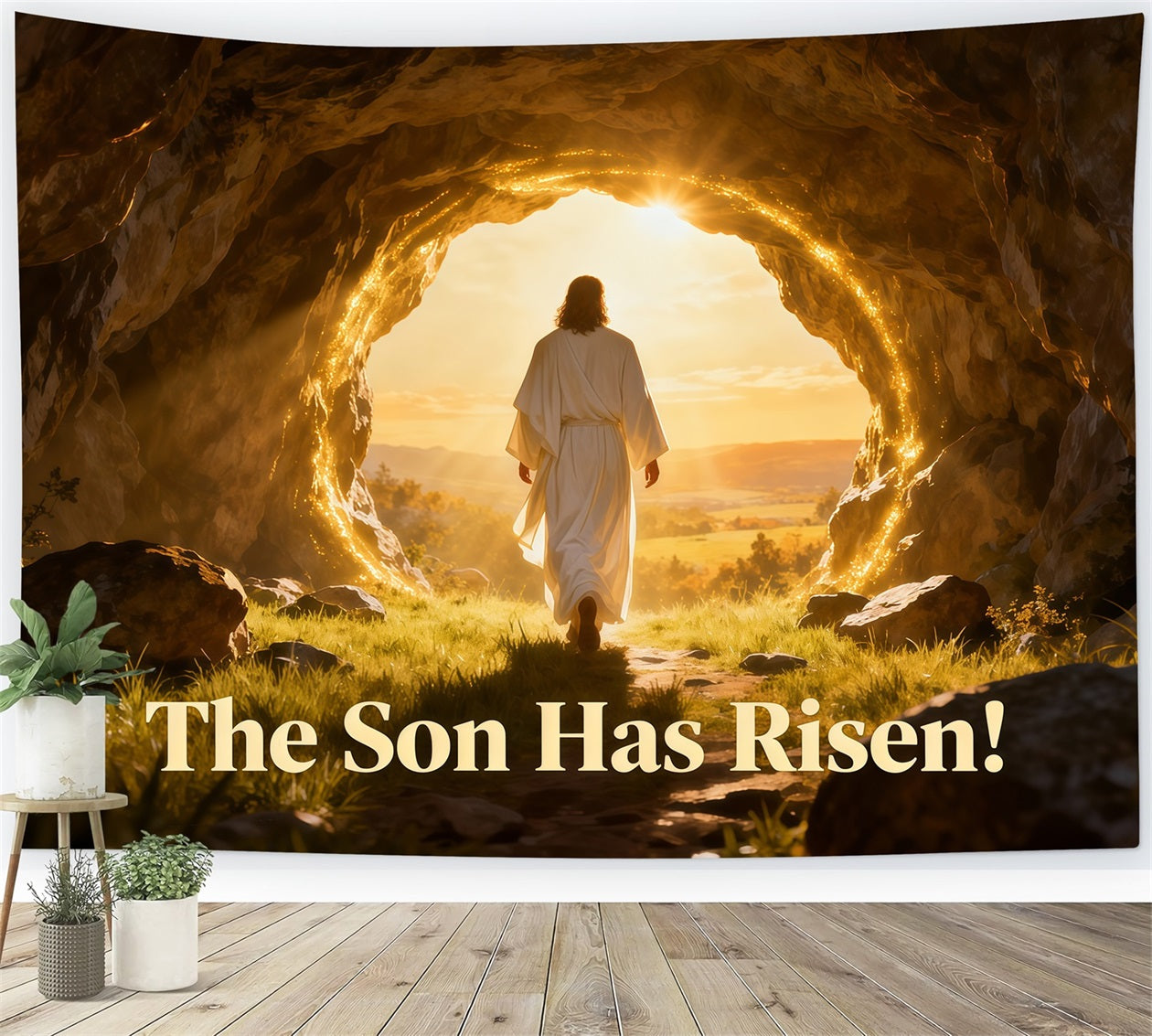 He Has Risen Backdrop Resurrection Light Cave Easter Photography Backdrop LXX61-139