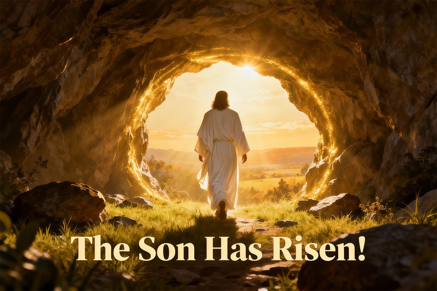 He Has Risen Backdrop Resurrection Light Cave Easter Photography Backdrop LXX61-139