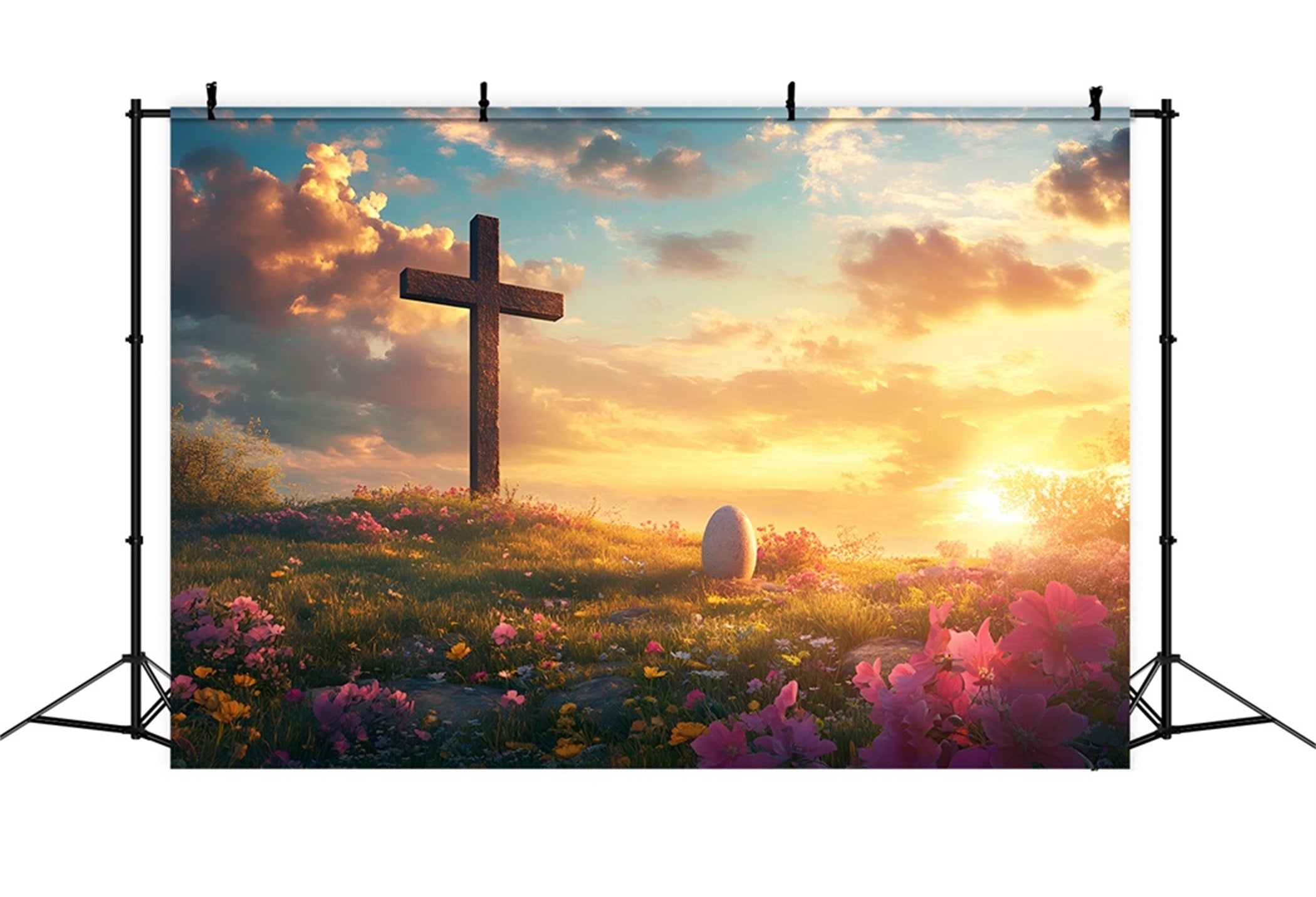 Christian Easter Backdrop He Is Risen Cross Meadow Easter Backdrop For Photography LXX61-142