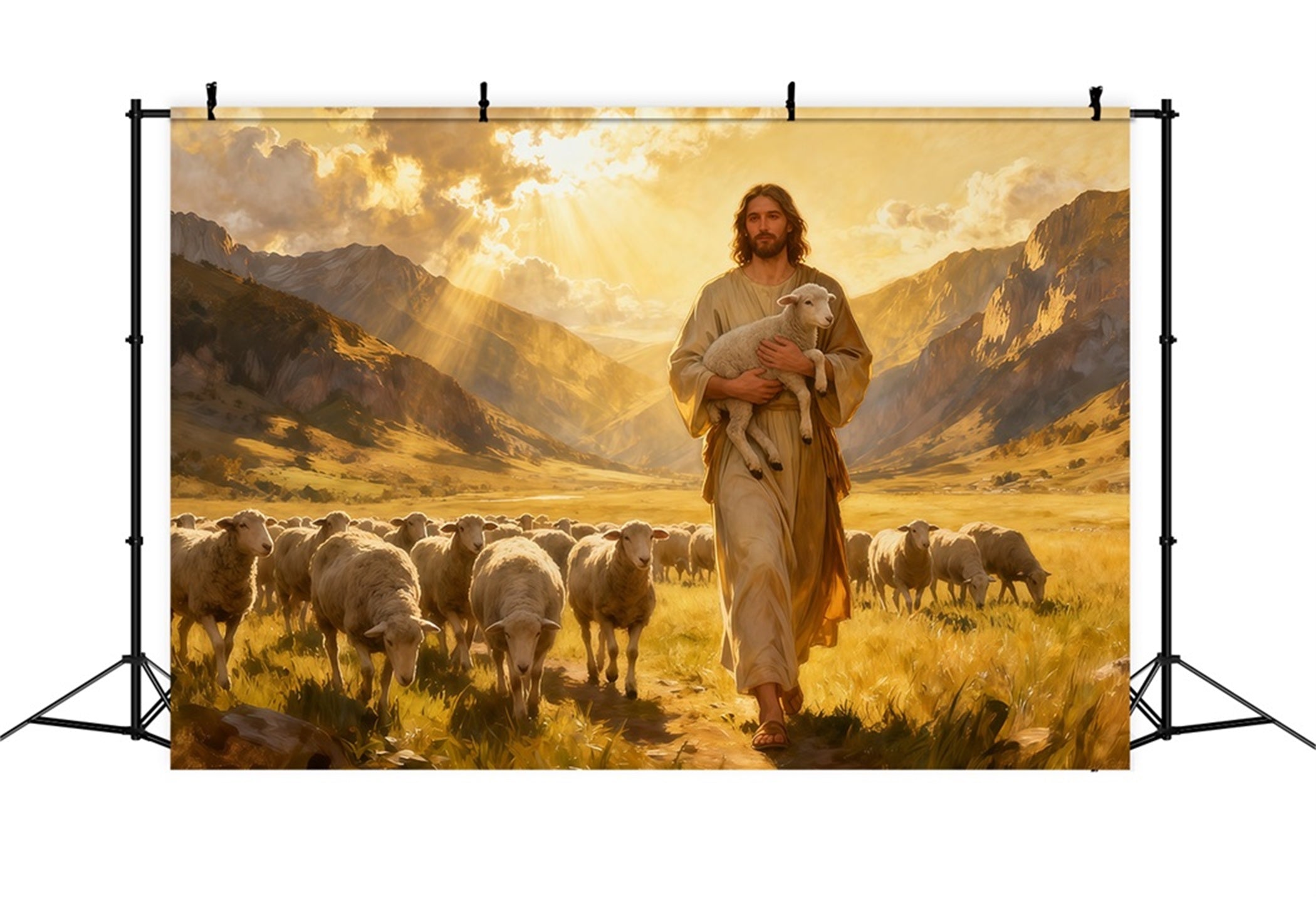 Christian Easter Photo Backdrop He Is Risen Shepherd Easter Backdrop LXX61-144