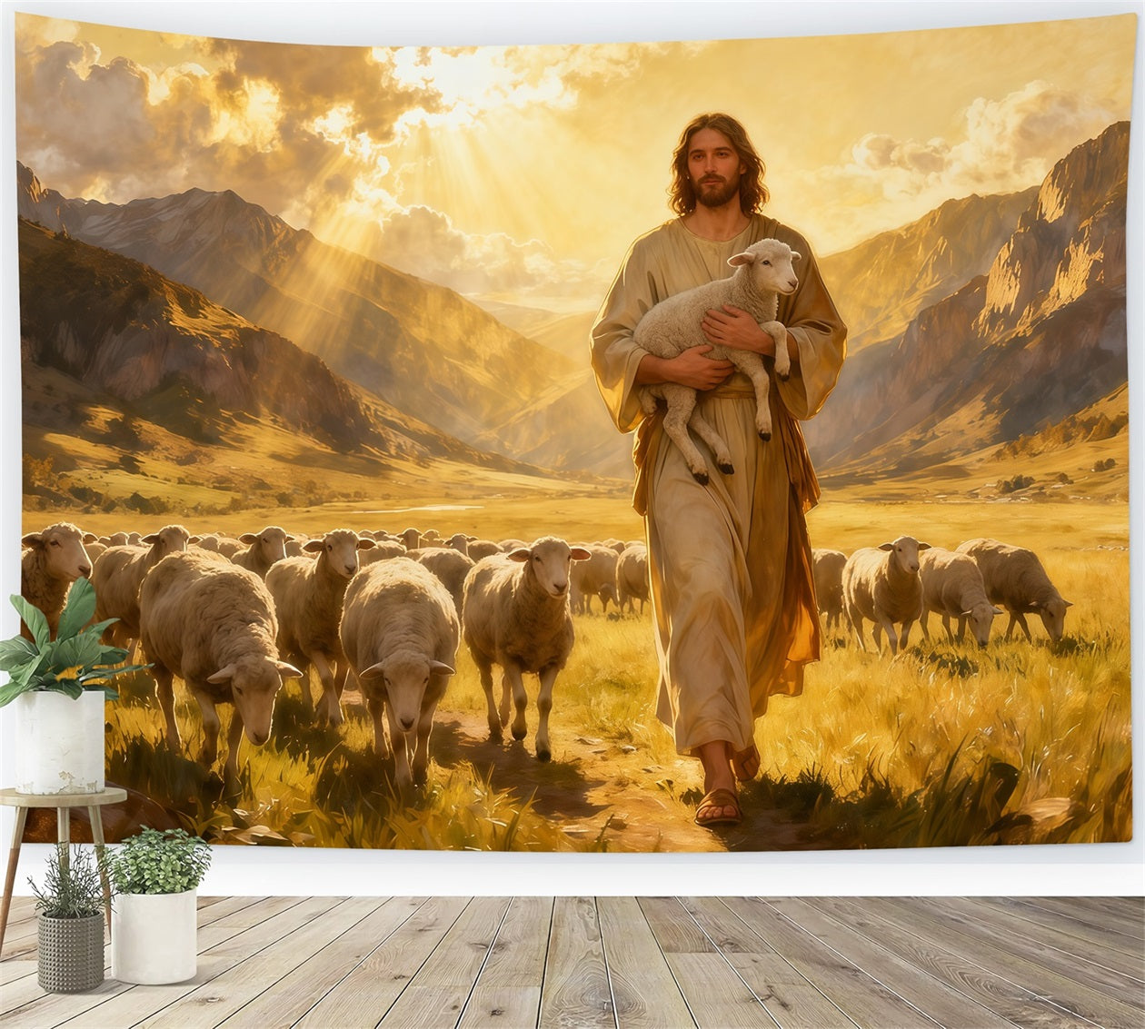 Christian Easter Photo Backdrop He Is Risen Shepherd Easter Backdrop LXX61-144