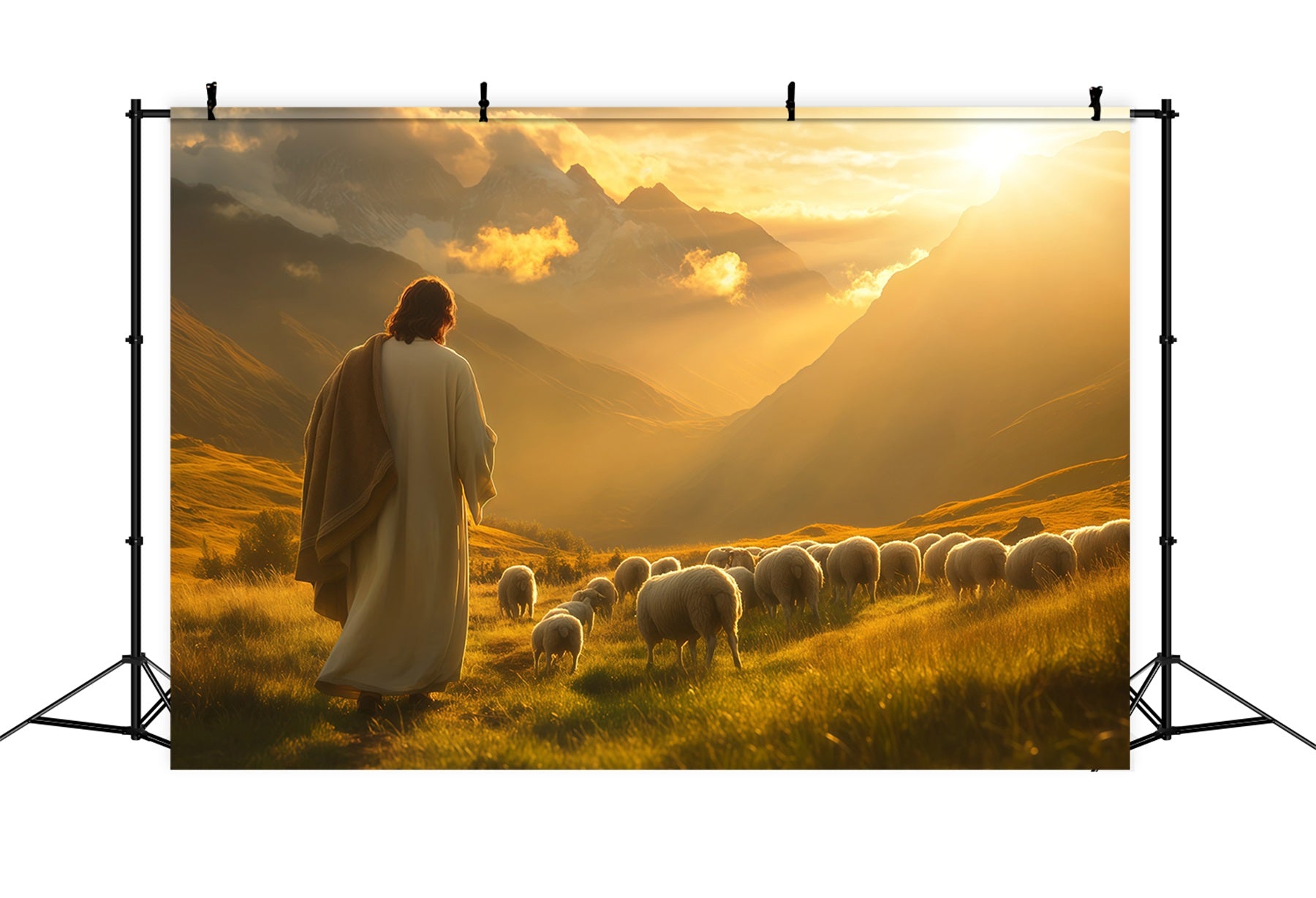 Religious Easter Backdrops Valley Glow He Is Risen Easter Photo Backdrop LXX61-145