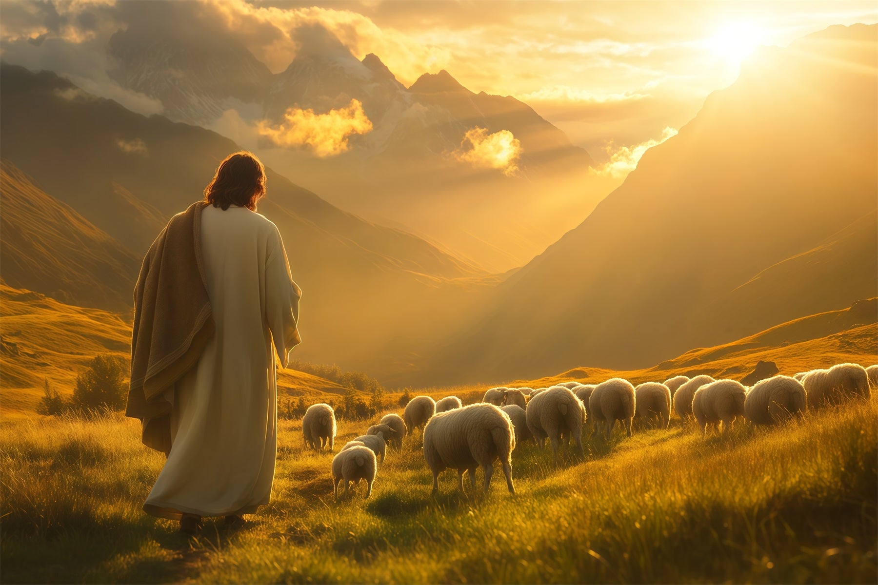 Religious Easter Backdrops Valley Glow He Is Risen Easter Photo Backdrop LXX61-145