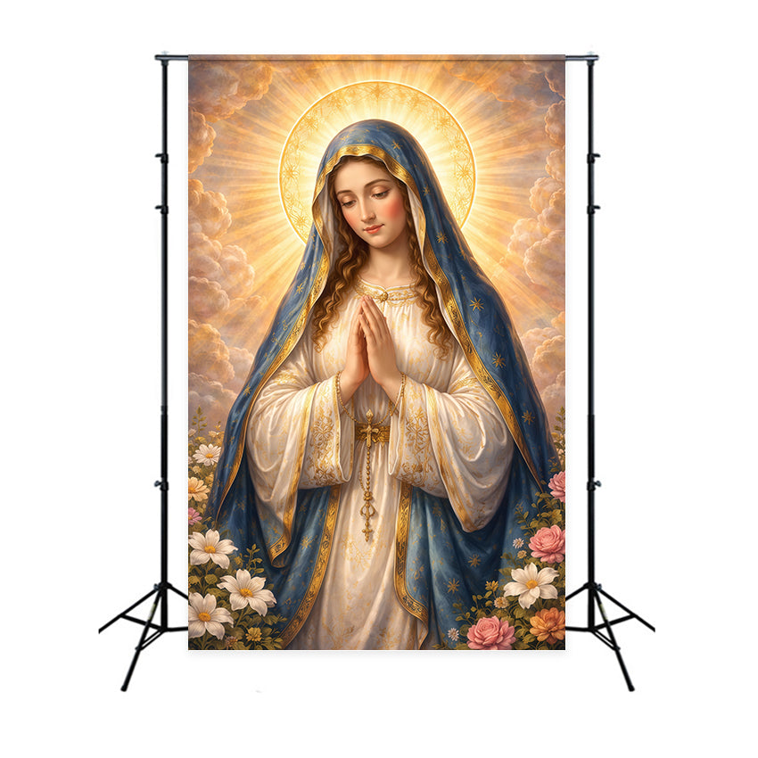 Religious Easter Backdrops He Is Risen Virgin Mary Easter Backdrop Ideas LXX61-146
