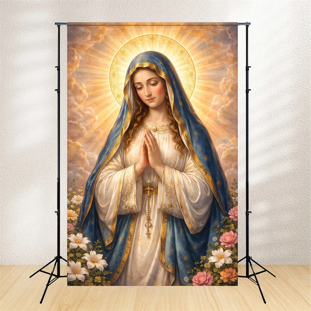Religious Easter Backdrops He Is Risen Virgin Mary Easter Backdrop Ideas LXX61-146