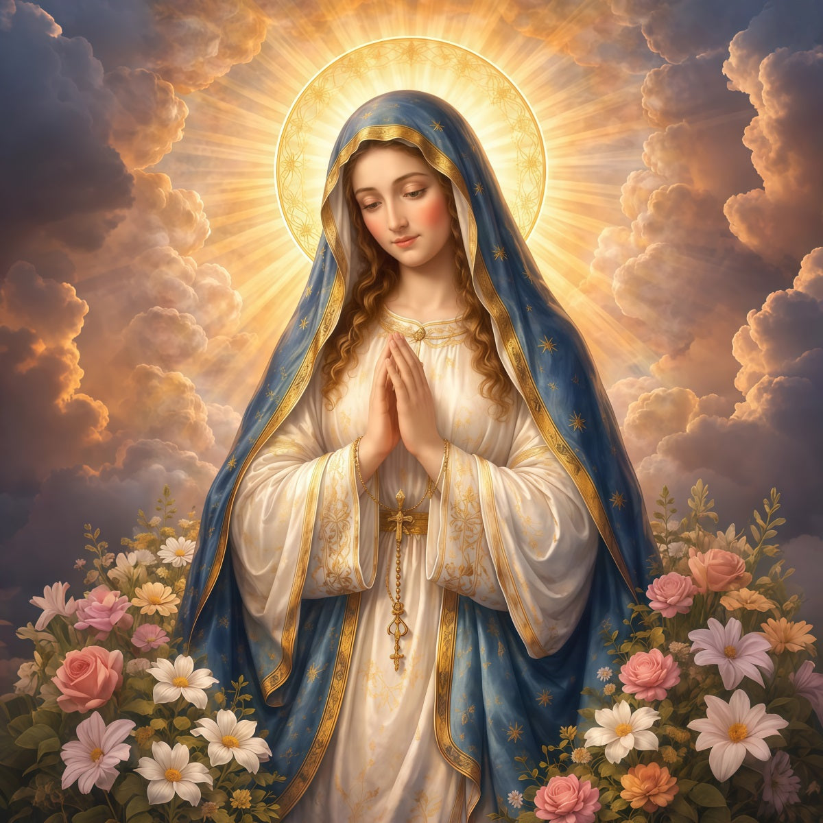 Religious Easter Backdrops He Is Risen Virgin Mary Easter Backdrop Ideas LXX61-146