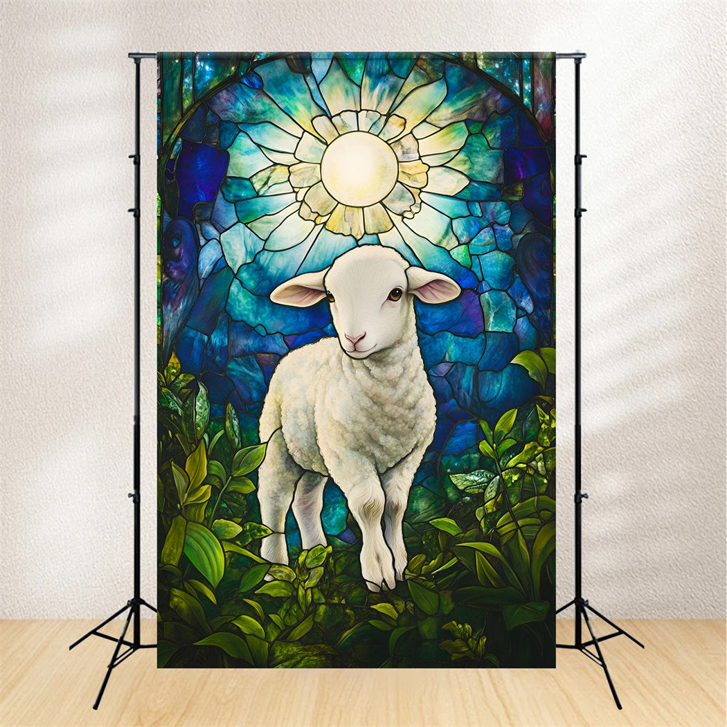 Easter Religious Backdrops Lamb Stained Glass He Is Risen Easter Photo Backdrops LXX61-149