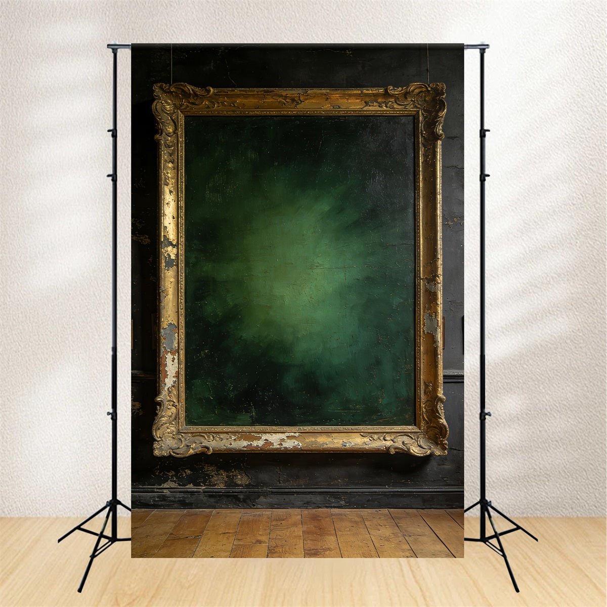 Portrait Studio Backdrop Antique Gilded Frame Wall Green Photo Backdrop LXX61-15