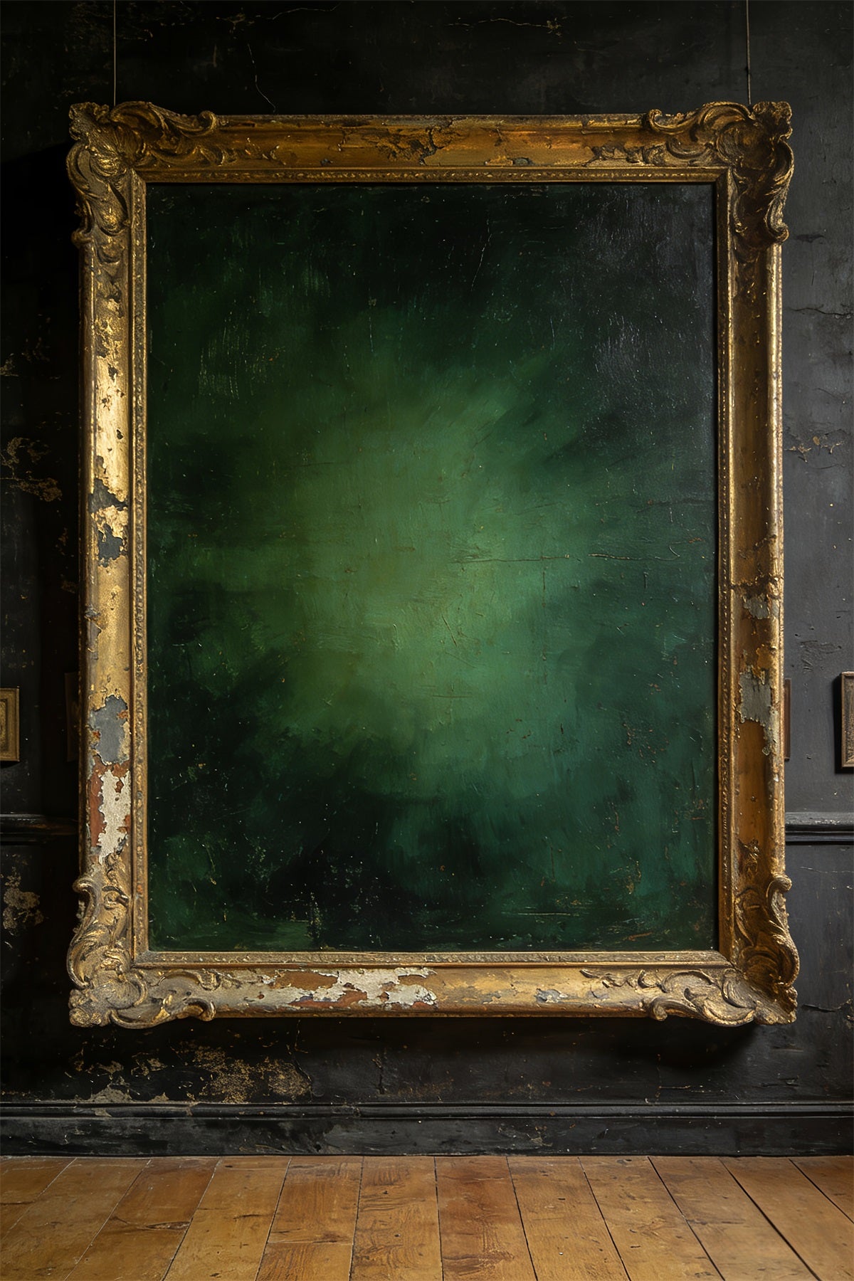 Portrait Studio Backdrop Antique Gilded Frame Wall Green Photo Backdrop LXX61-15