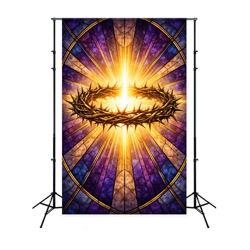 Religious Easter Backdrops He Is Risen Crown Thorns Easter Picture Backdrops LXX61-150