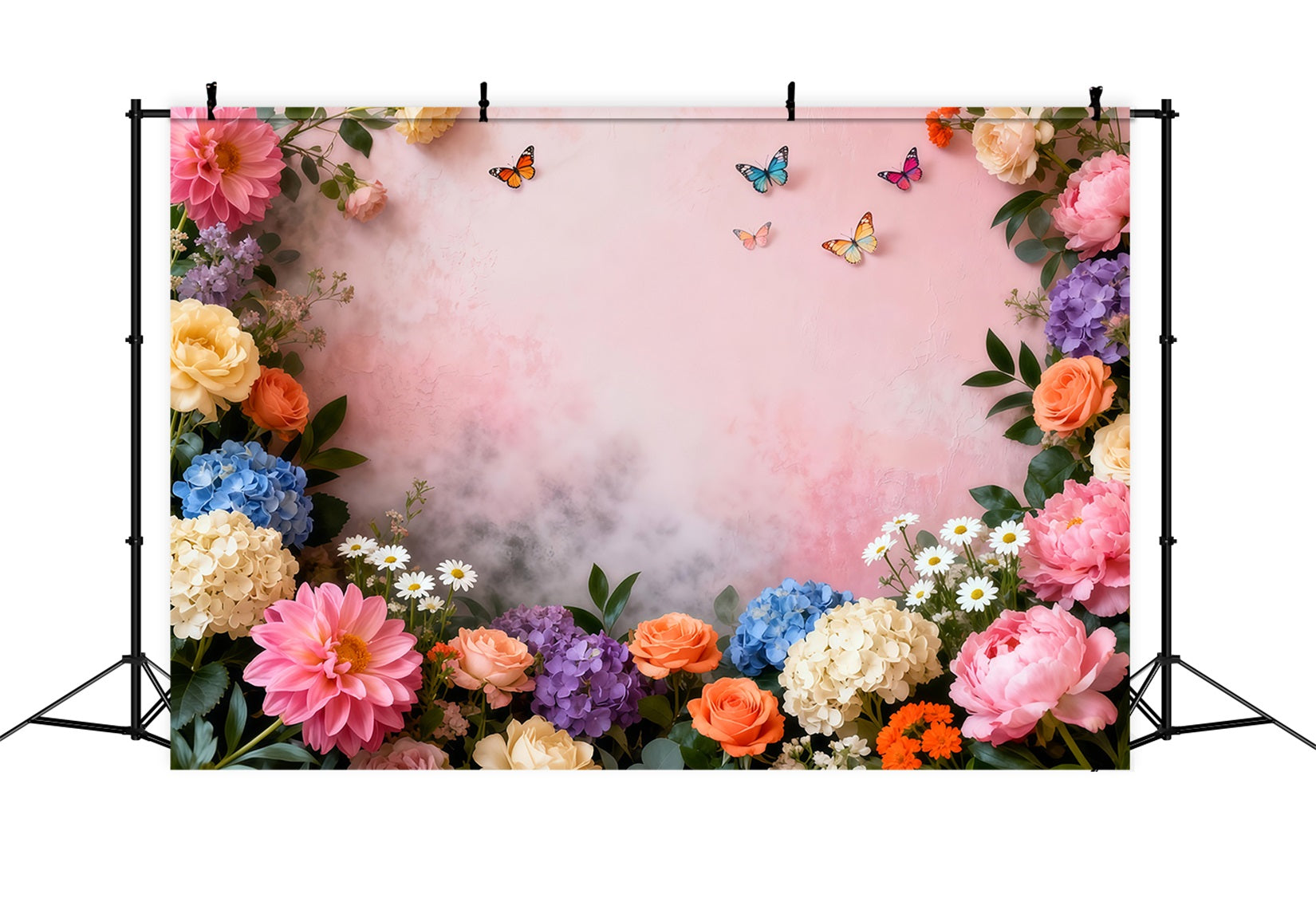 Butterfly Backdrop Pastel Bloom Butterfly Frame Spring Backdrop LXX61-151