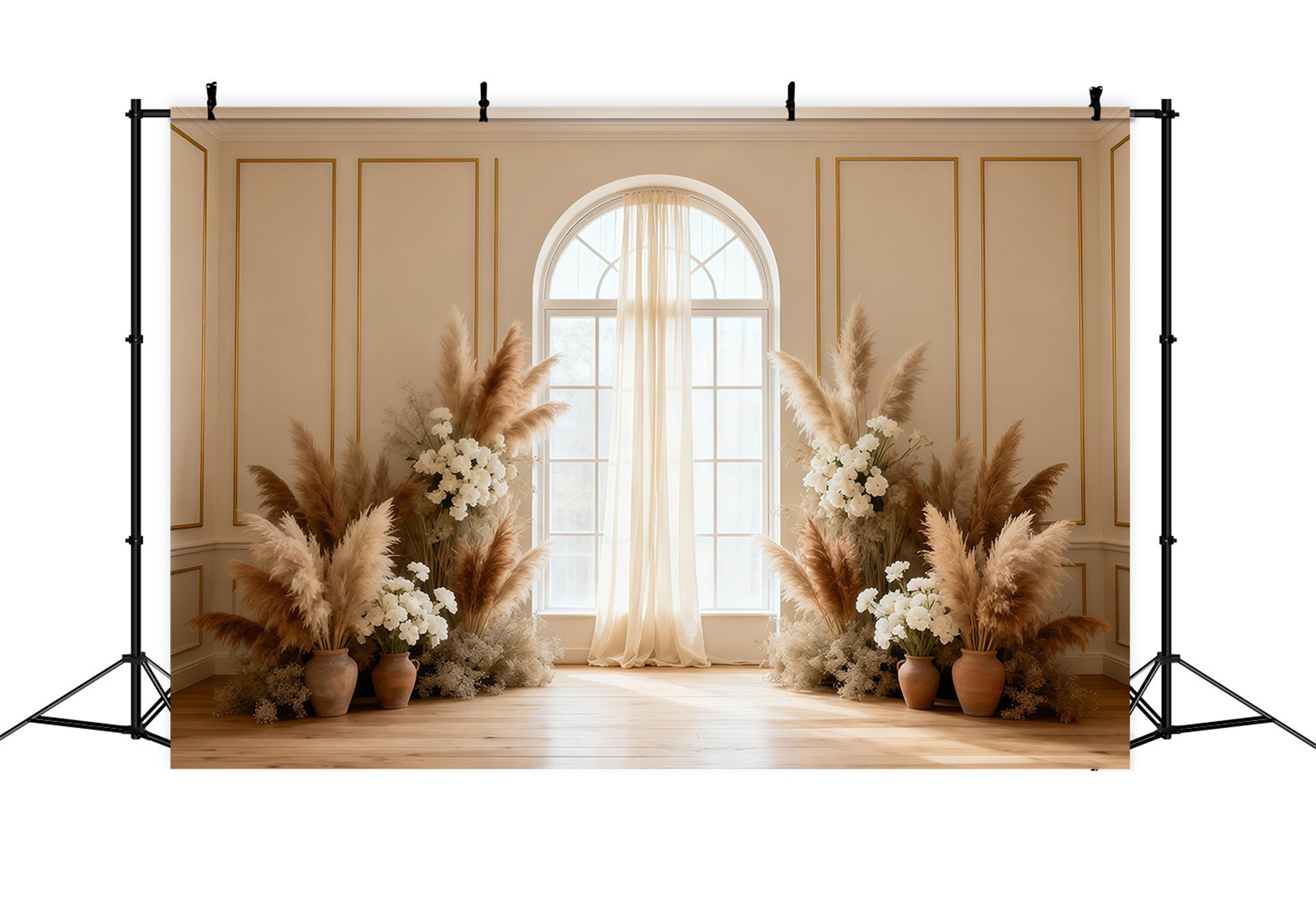 Pampas Grass Backdrop Minimal Pampas Window Elegance Spring Backdrops For Photography LXX61-156