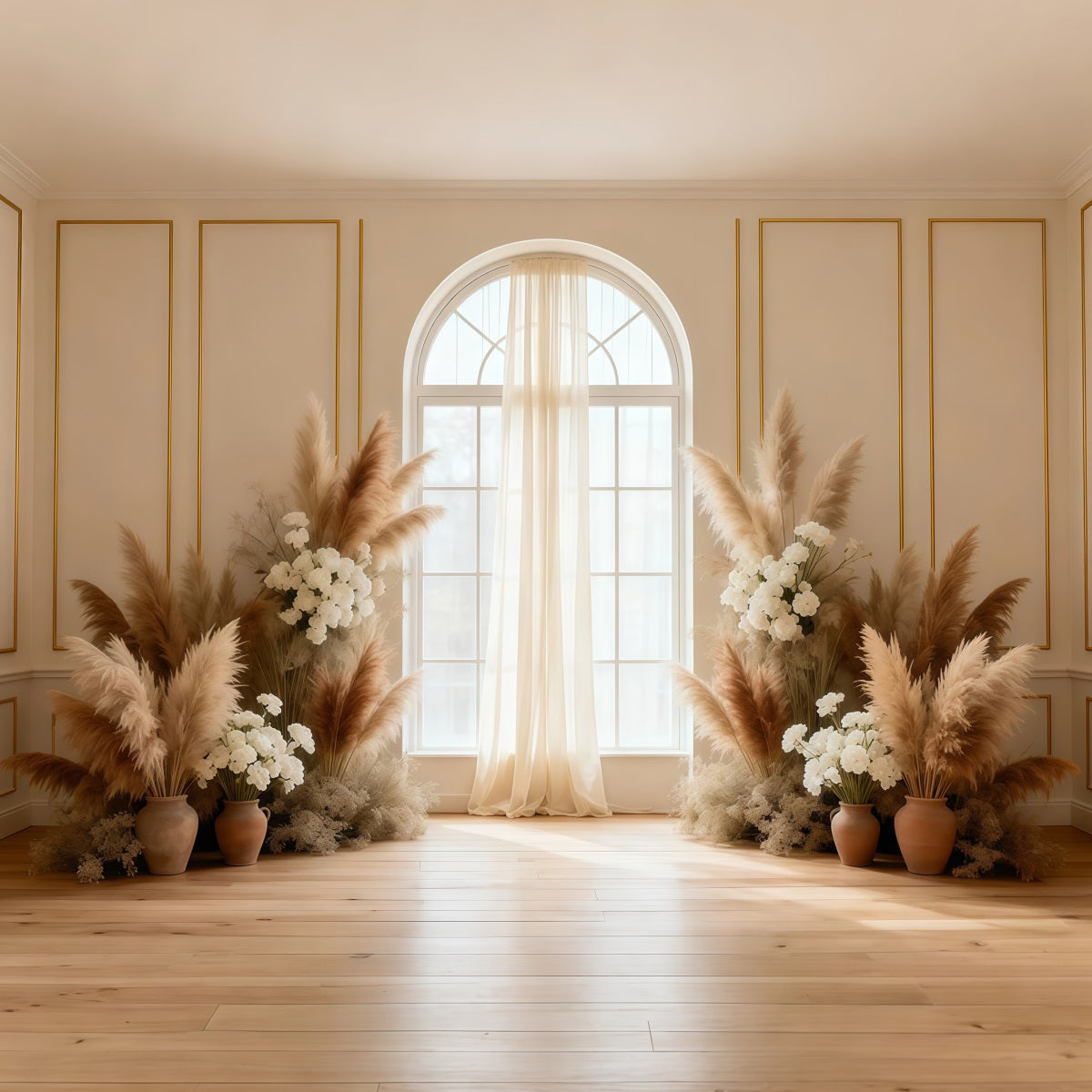 Pampas Grass Backdrop Minimal Pampas Window Elegance Spring Backdrops For Photography LXX61-156