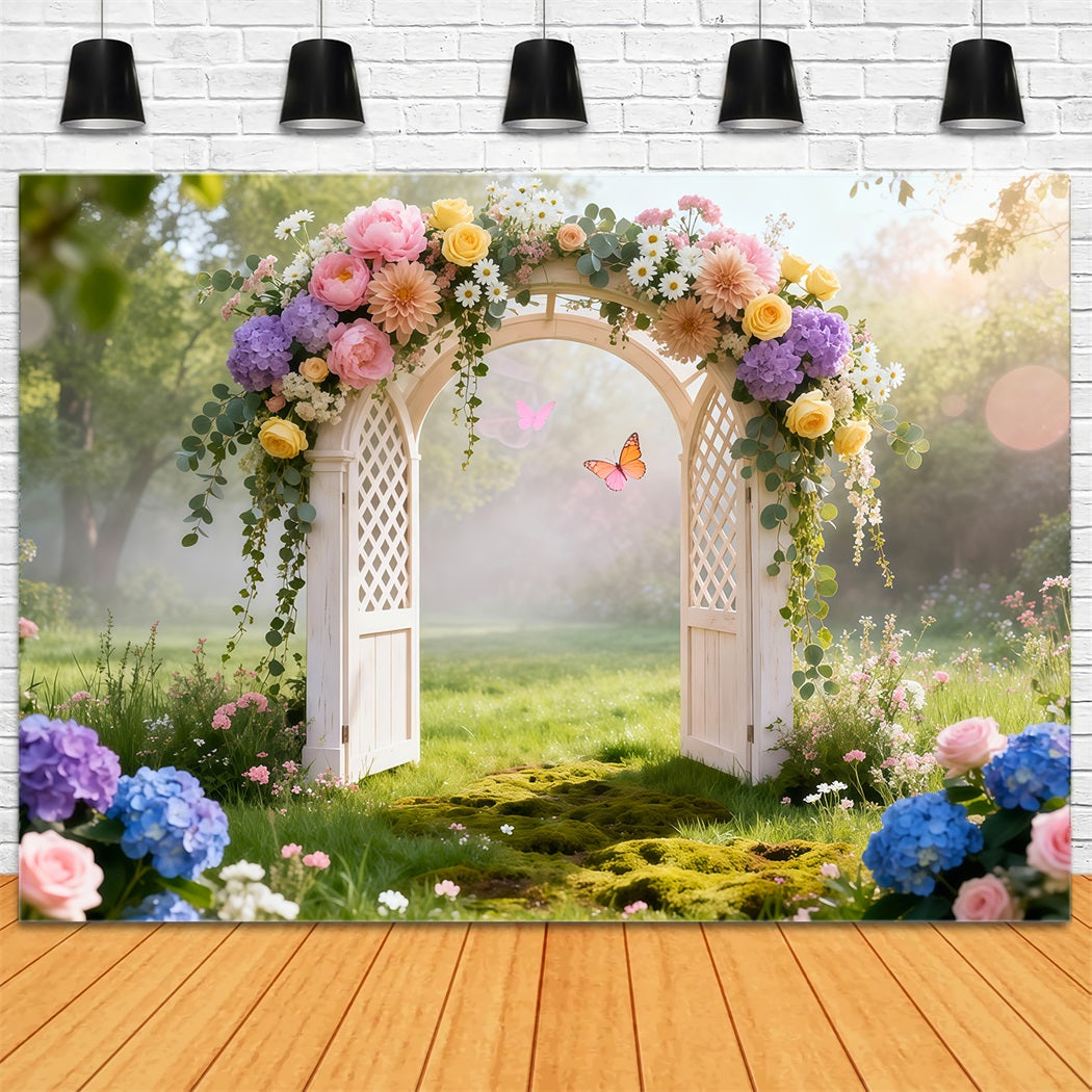 Butterfly Backdrops Pastel Floral Garden Gate Spring Backdrop Ideas LXX61-160