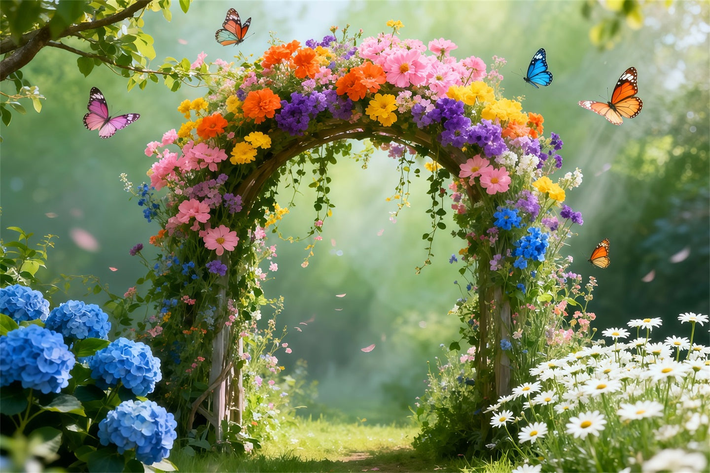 Butterfly Backdrops Wildflower Arch Meadow Forest Spring Backdrop Ideas LXX61-161
