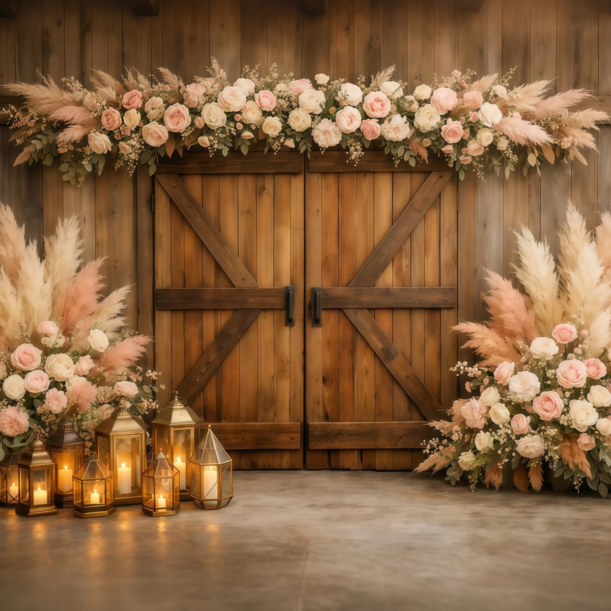 Pampas Backdrop Rustic Blush Pampas Barn Door Spring Backdrop Photography LXX61-162