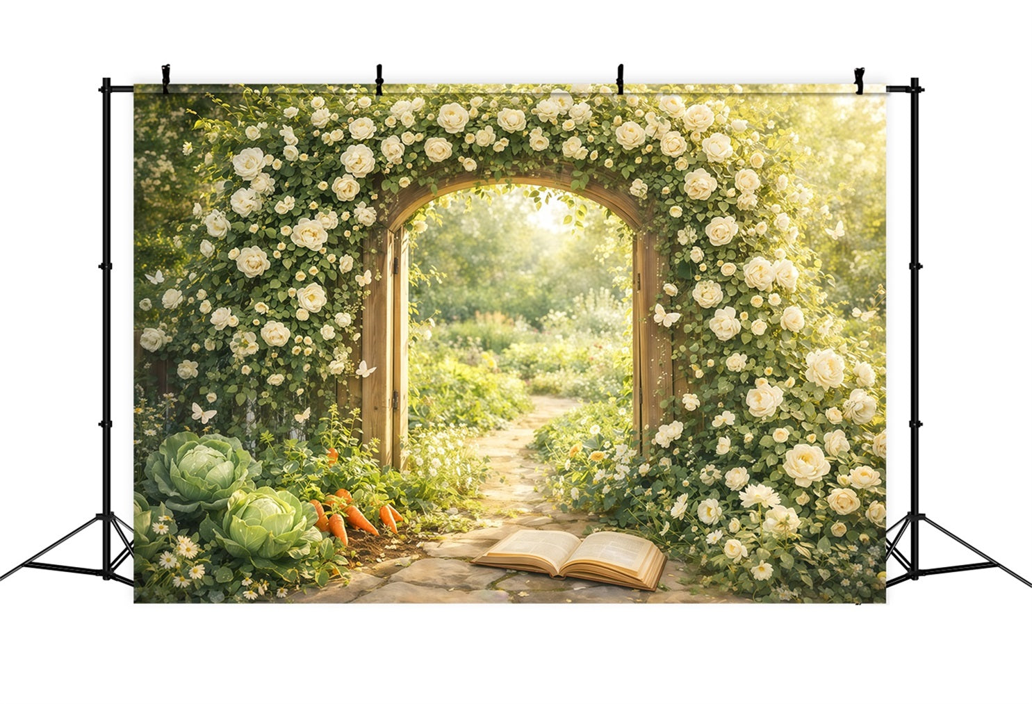 Garden Backdrop For Photoshoot Storybook Garden Arch Path Spring Backdrop For Pictures LXX61-163