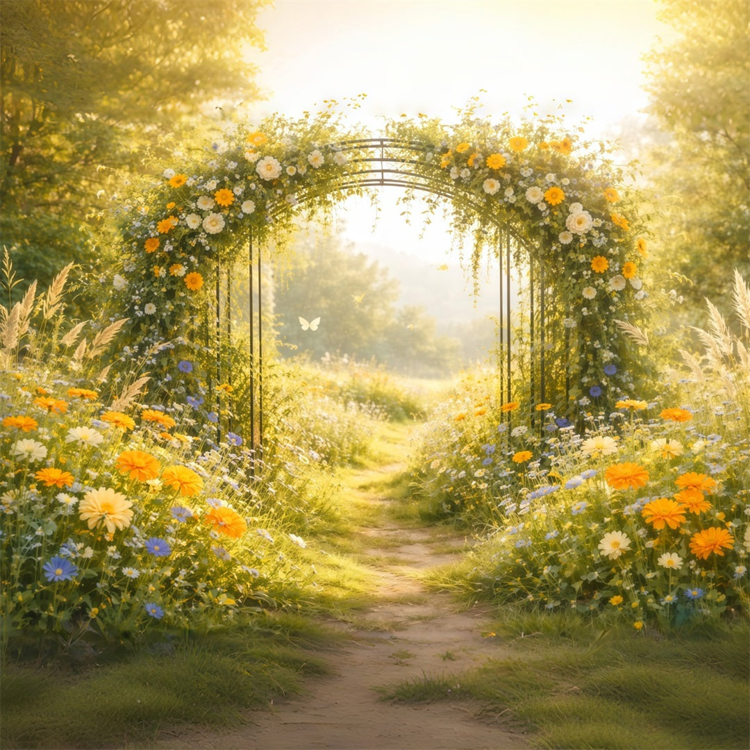 Butterfly Backdrop Ideas Sunlit Wildflower Garden Arch Spring Time Backdrop LXX61-167