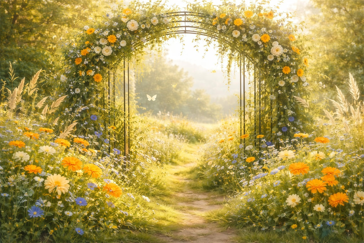 Butterfly Backdrop Ideas Sunlit Wildflower Garden Arch Spring Time Backdrop LXX61-167