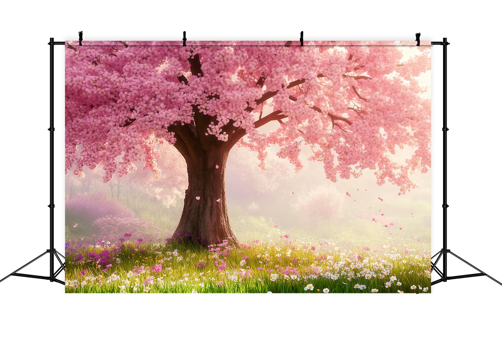Cherry Blossom Backdrop Pink Blossom Meadow Tree Floral Backdrop LXX61-175