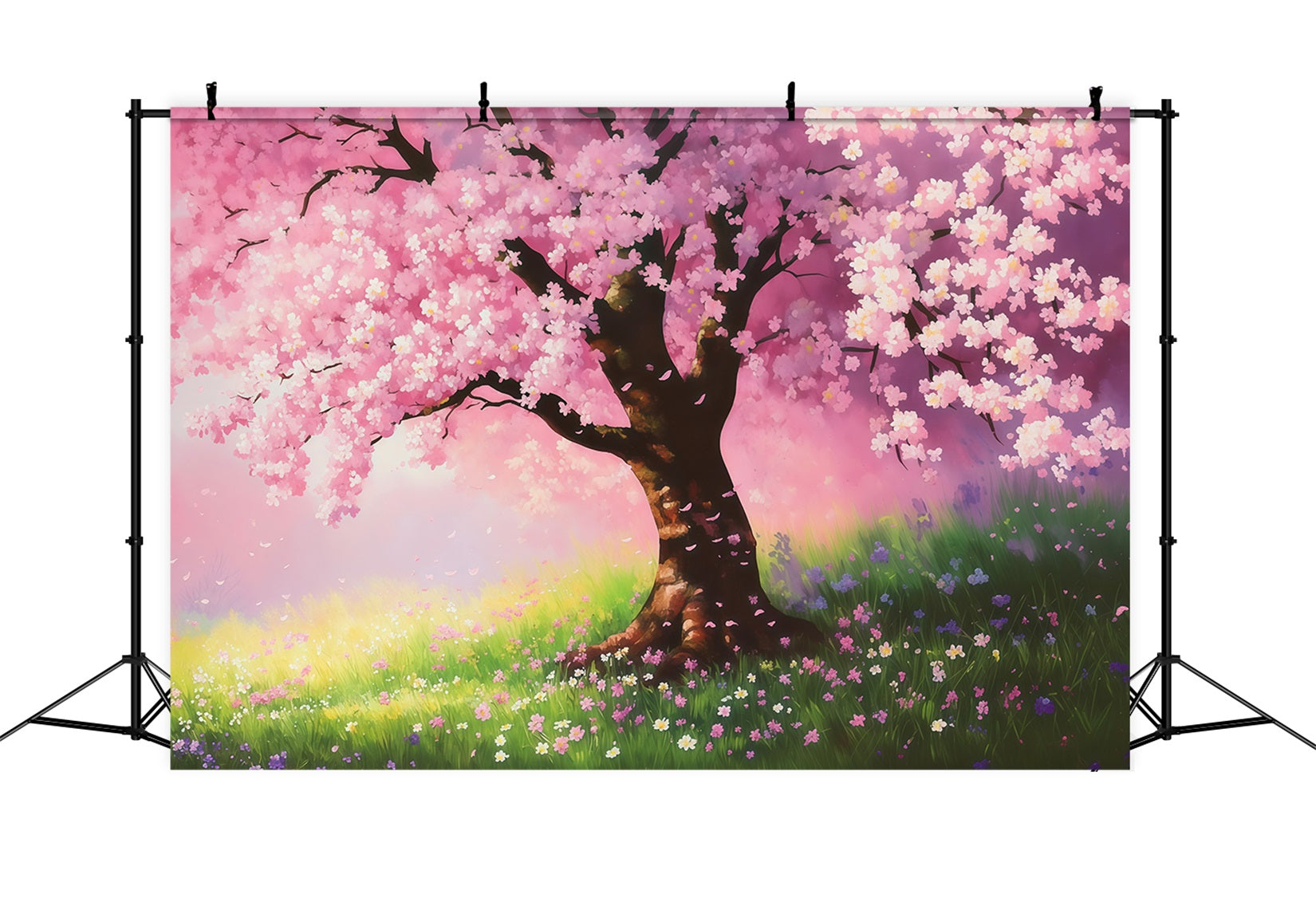 Cherry Blossom Backdrop Dreamy Painted Sakura Field Floral Backdrop LXX61-176