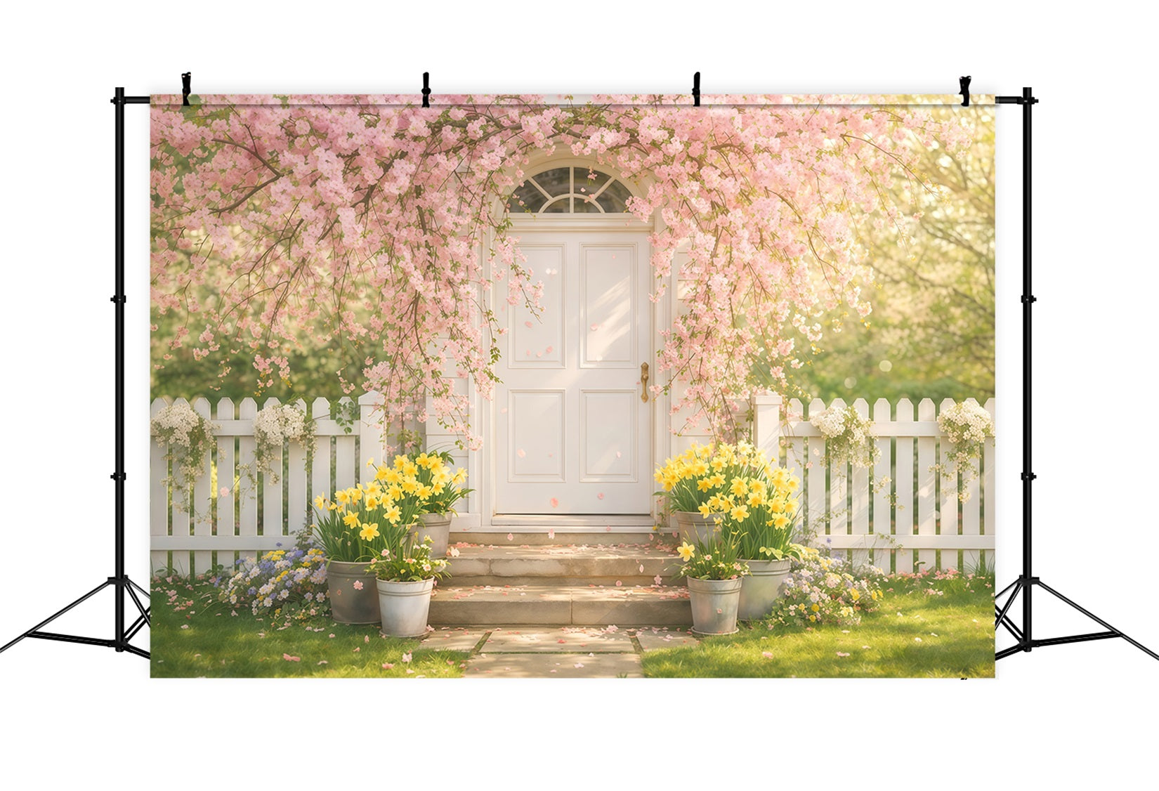 Cherry Blossom Backdrop Cherry Arch White Garden Door Floral Backdrop LXX61-177