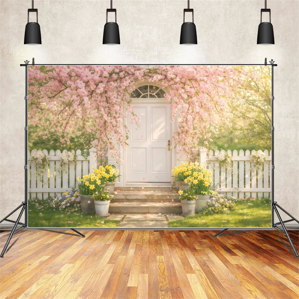 Cherry Blossom Backdrop Cherry Arch White Garden Door Floral Backdrop LXX61-177