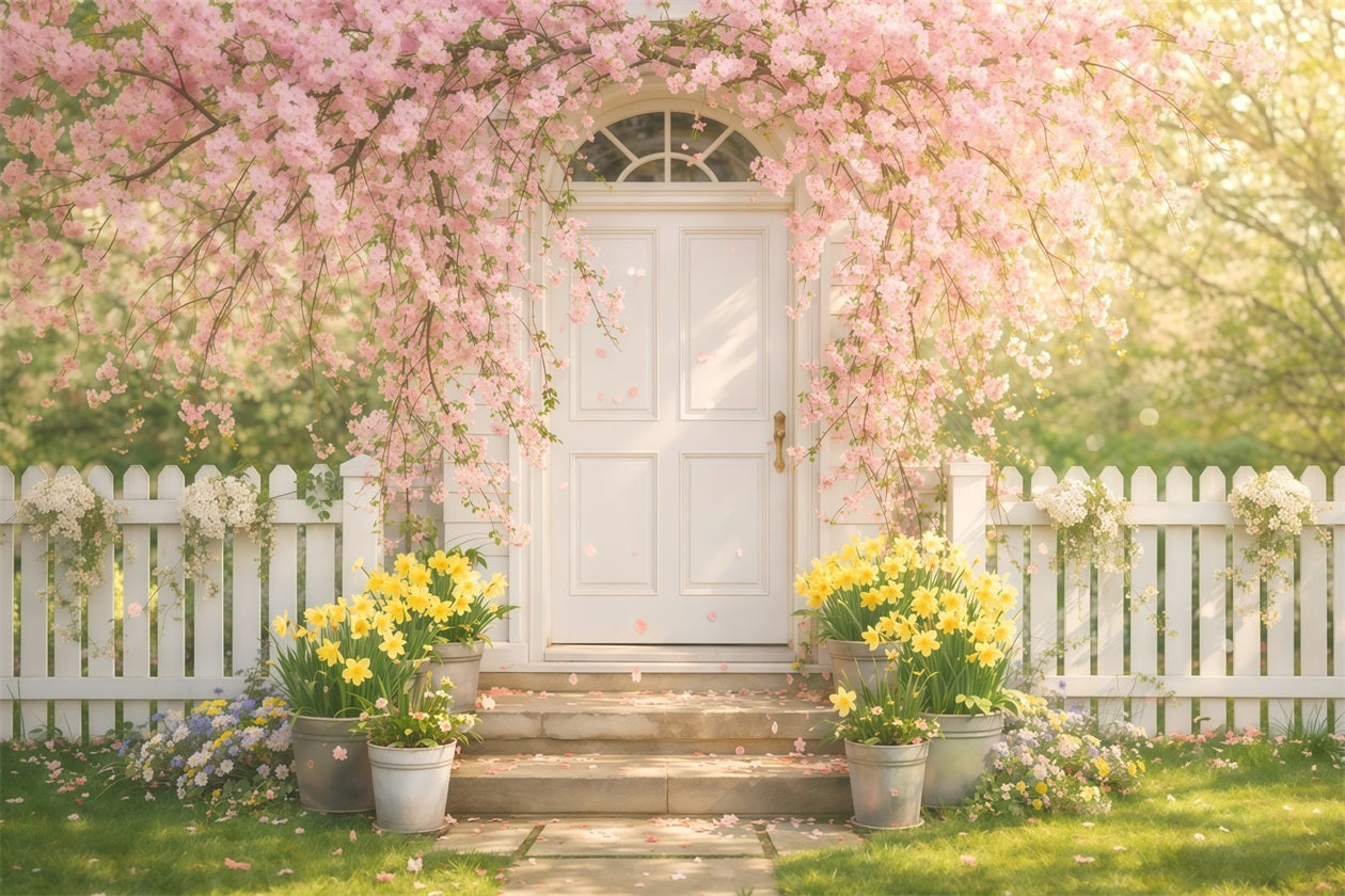 Cherry Blossom Backdrop Cherry Arch White Garden Door Floral Backdrop LXX61-177