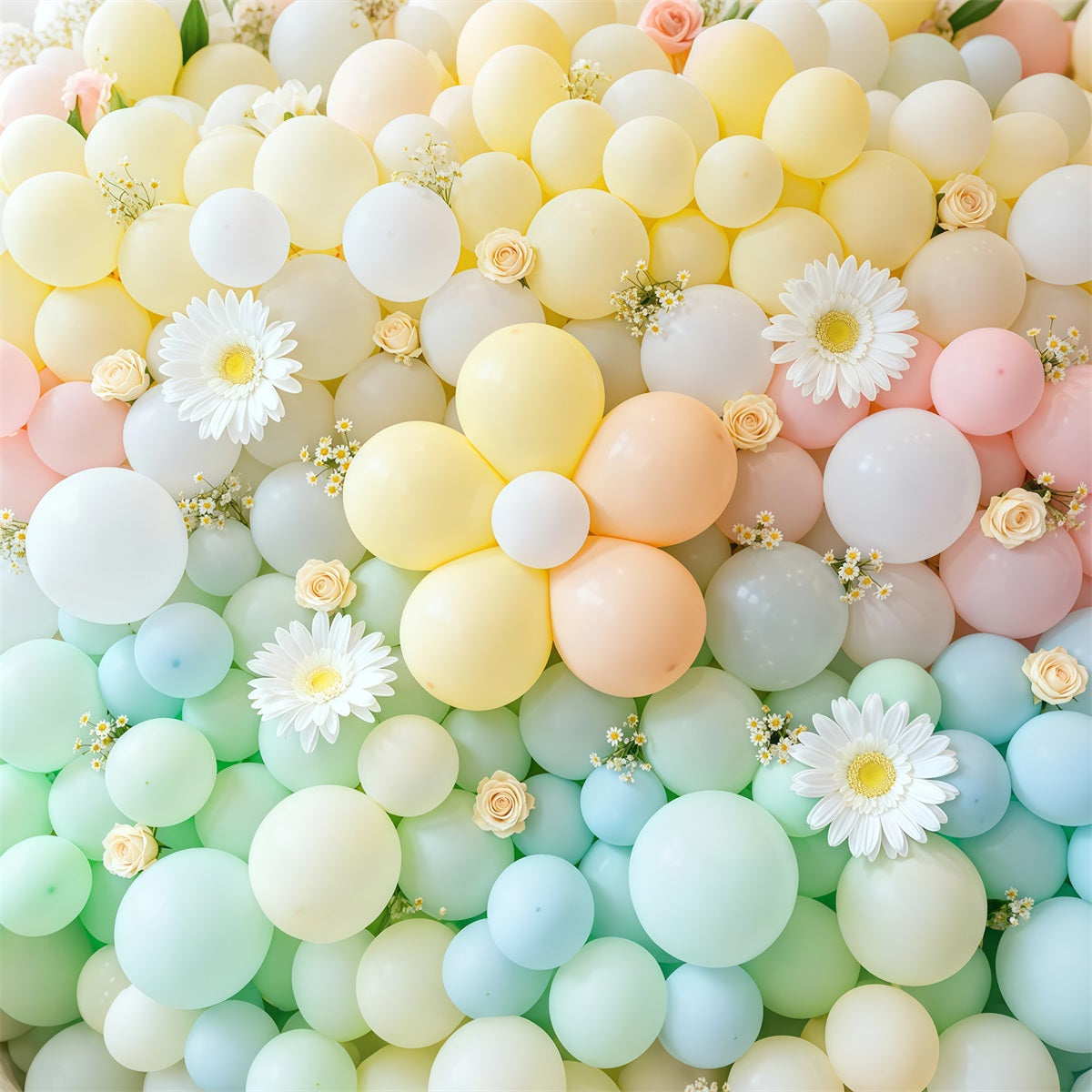 Daisy Backdrop Flowers Pastel Balloon Wall Floral Garland Backdrop LXX61-197