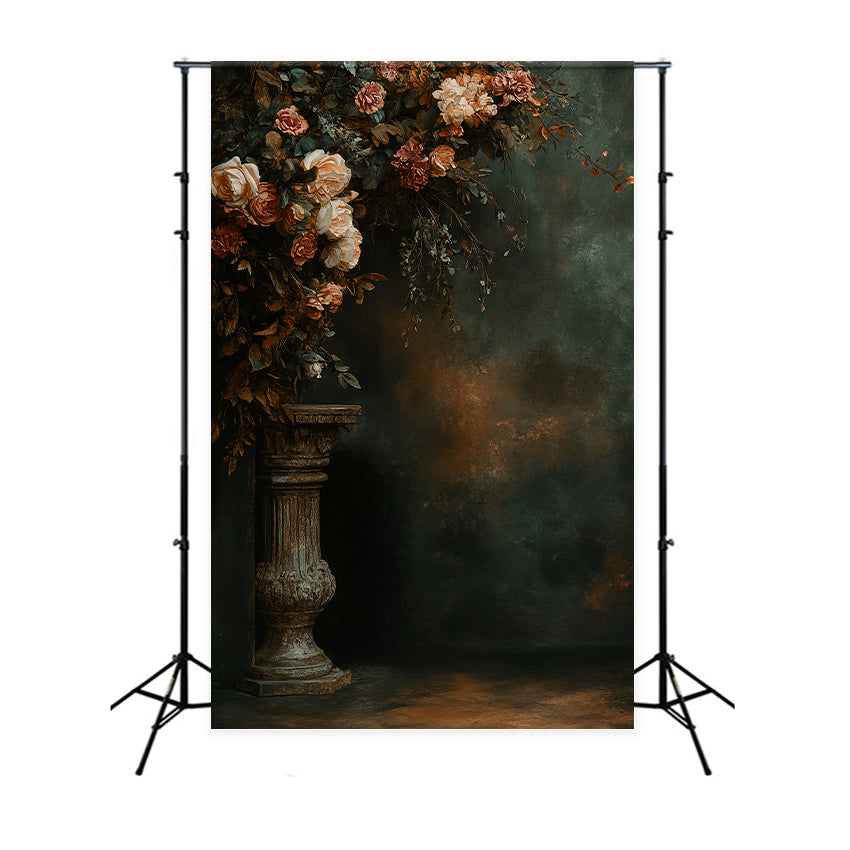 Portrait Backdrops Vintage Floral Pedestal Backdrops For Family Portraits LXX61-2