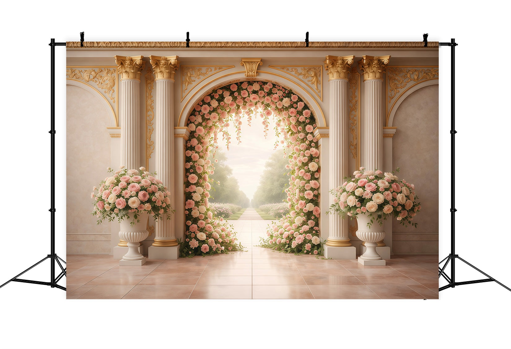 Spring Floral Backdrop Rose Arch Palace Hall Floral Backdrop Design LXX61-200