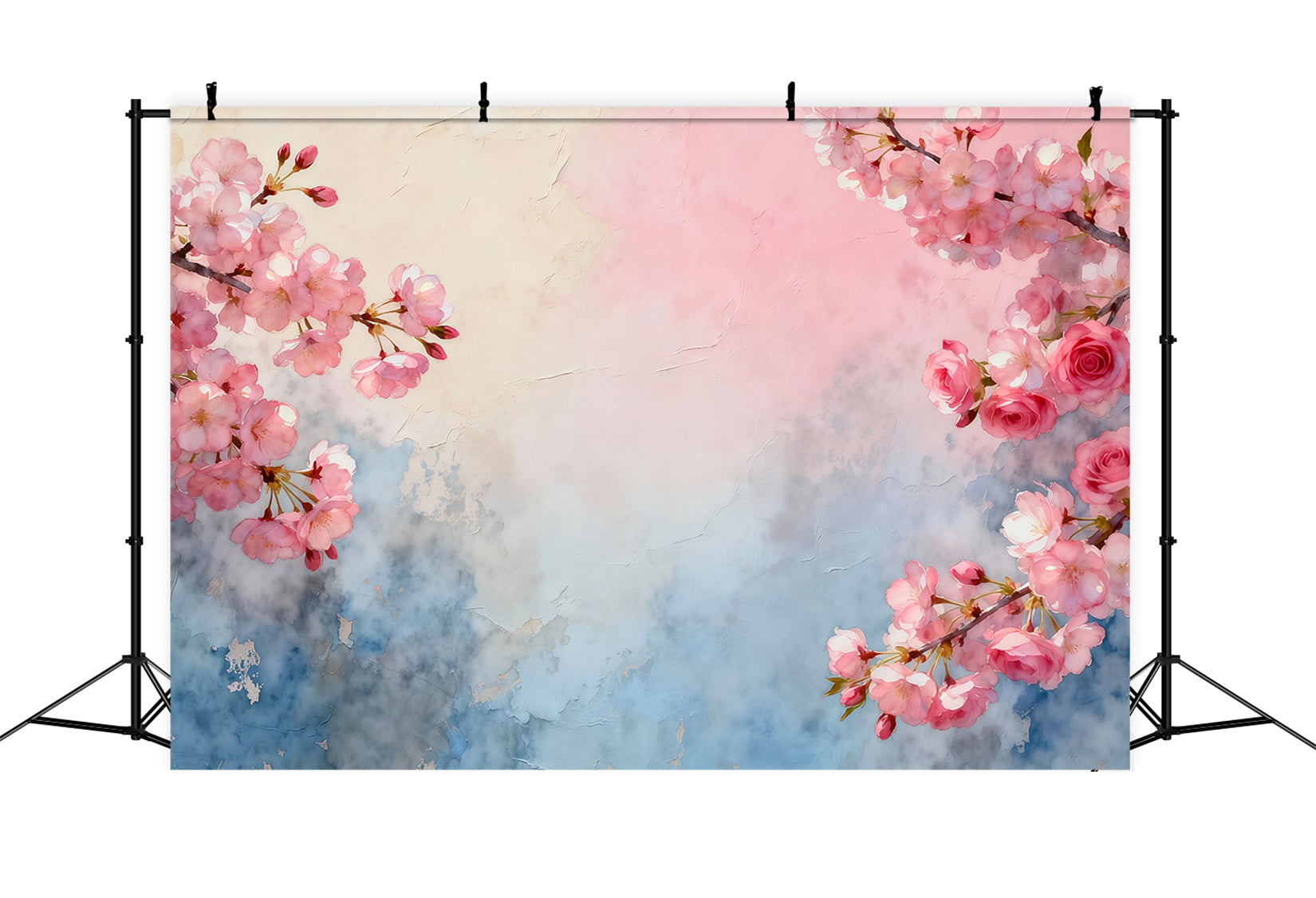 Cherry Blossom Backdrops Watercolor Pink Flower Art Backdrop Floral LXX61-201