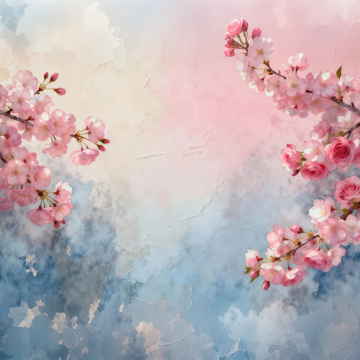Cherry Blossom Backdrops Watercolor Pink Flower Art Backdrop Floral LXX61-201