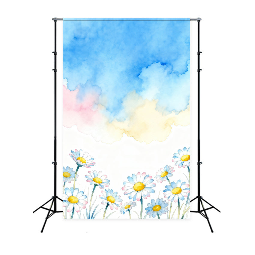Daisy Photo Backdrop Pastel Cloud Art Flower Floral Photography Backdrops LXX61-208