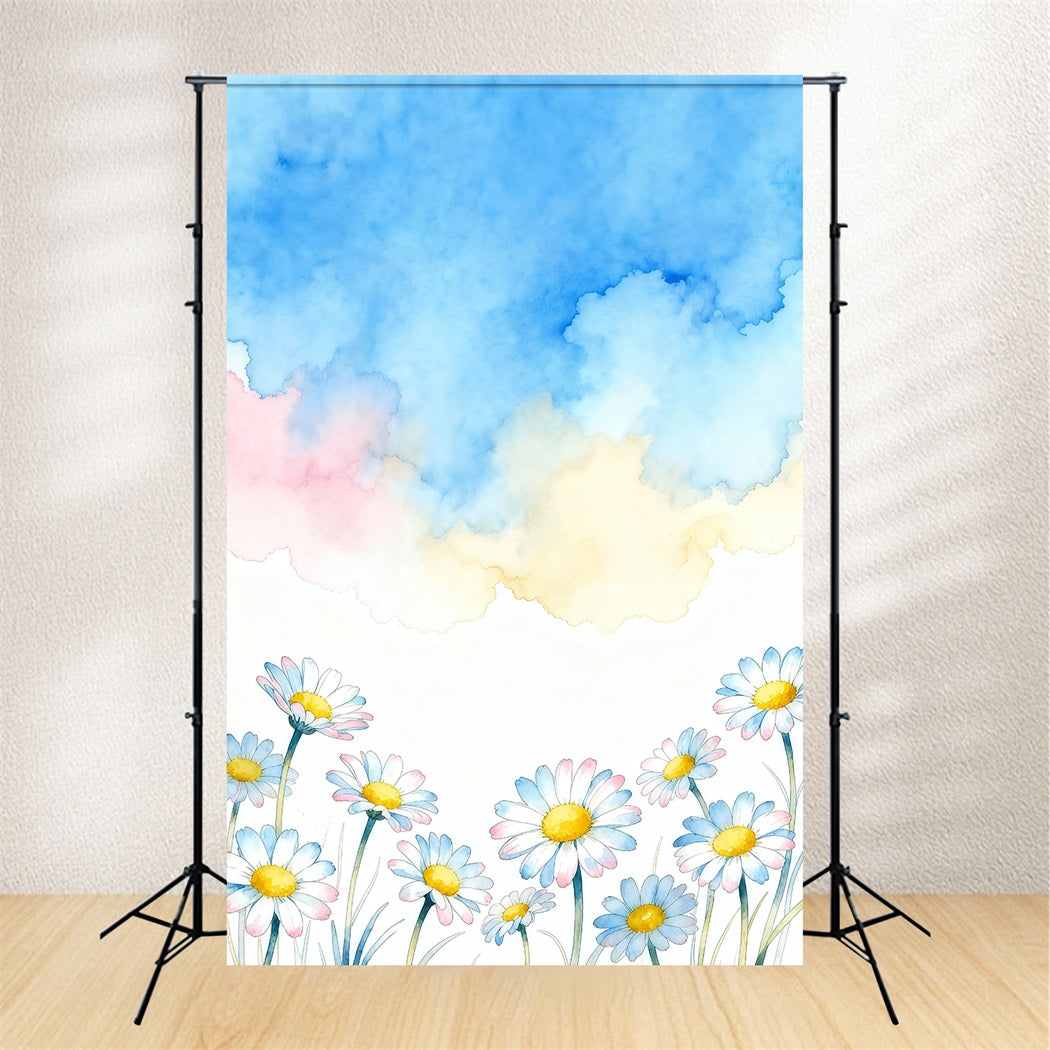 Daisy Photo Backdrop Pastel Cloud Art Flower Floral Photography Backdrops LXX61-208