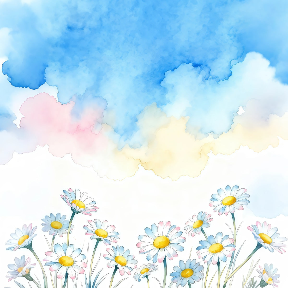 Daisy Photo Backdrop Pastel Cloud Art Flower Floral Photography Backdrops LXX61-208
