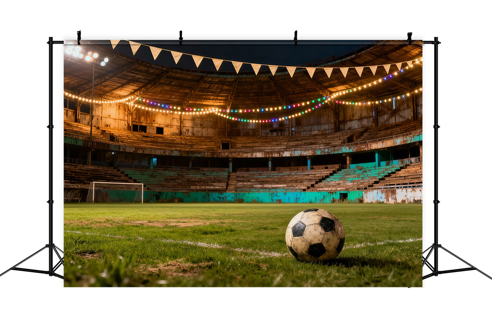 Soccer Photo Backdrop Night Stadium Celebration Lights Sports Photo Backdrop LXX61-216