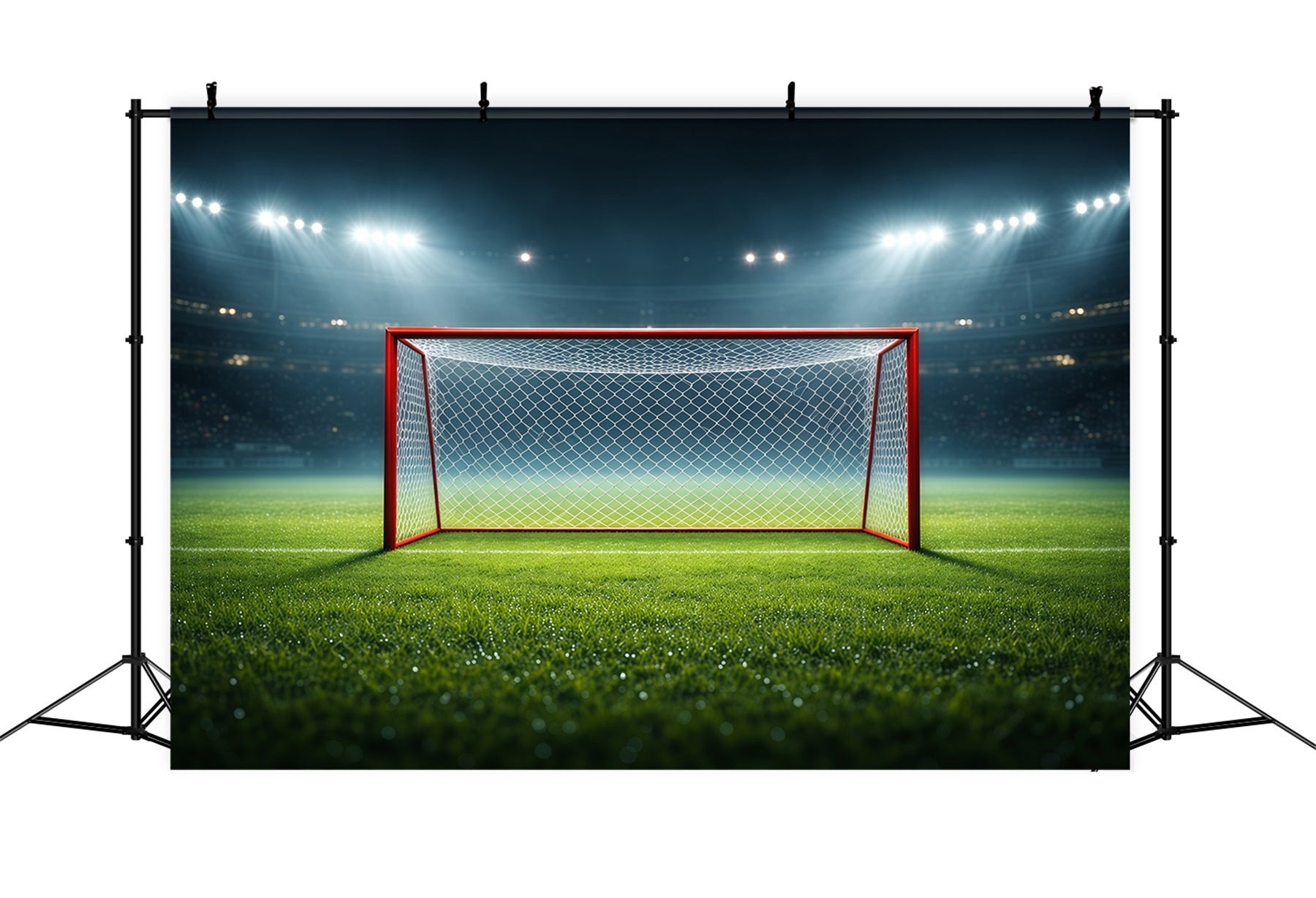Soccer Field Backdrop Floodlit Goal Center Stage Sports Theme Backdrop LXX61-220