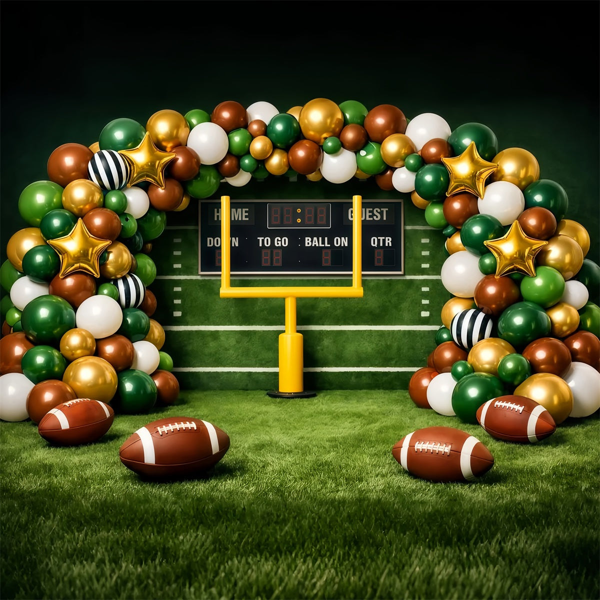 Football Backdrop Scoreboard Balloon Arch Celebration Sports Photo Backdrop LXX61-223