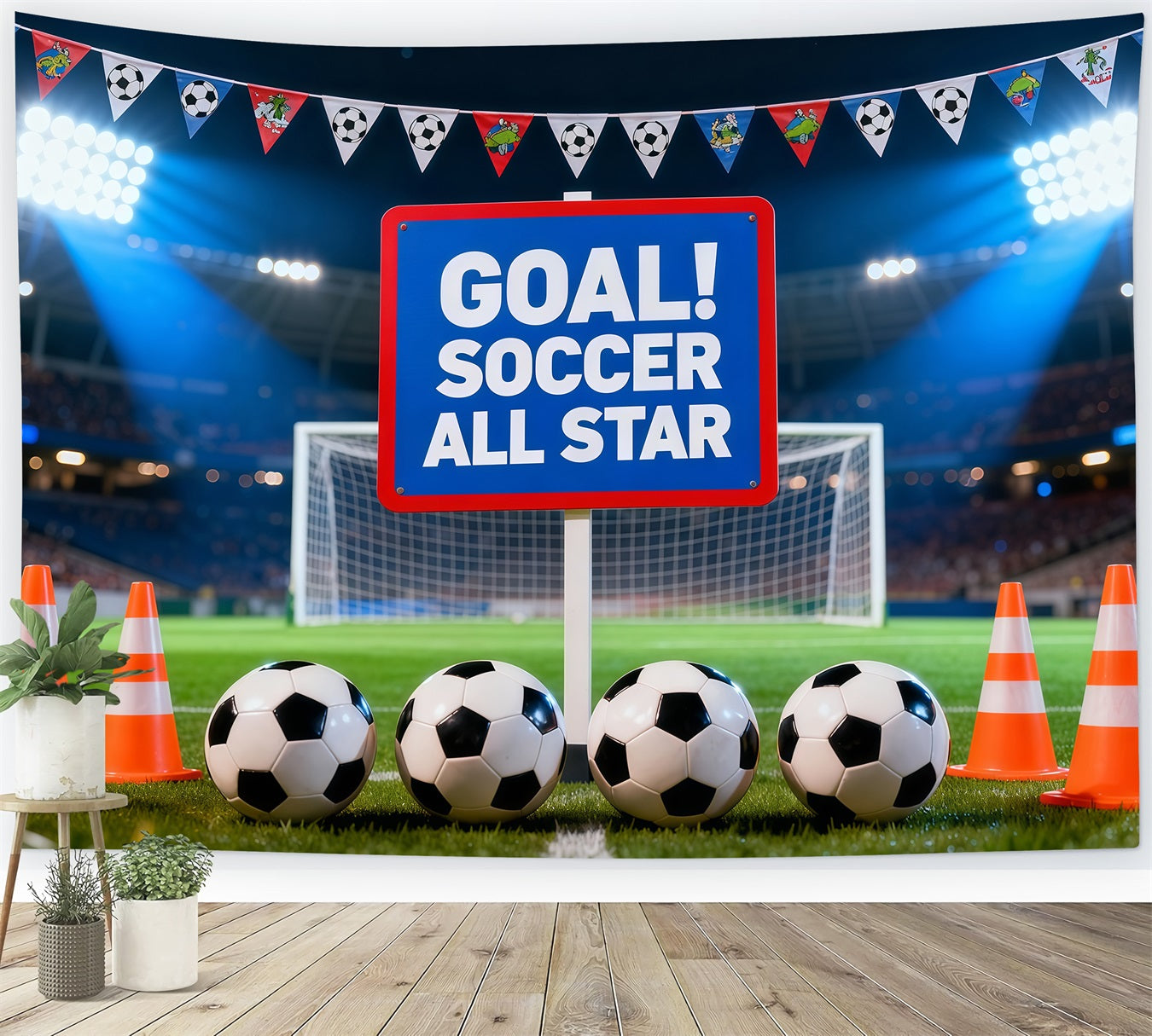 Soccer Stadium Backdrop Goal Celebration Training Field Sports Theme Backdrop LXX61-224