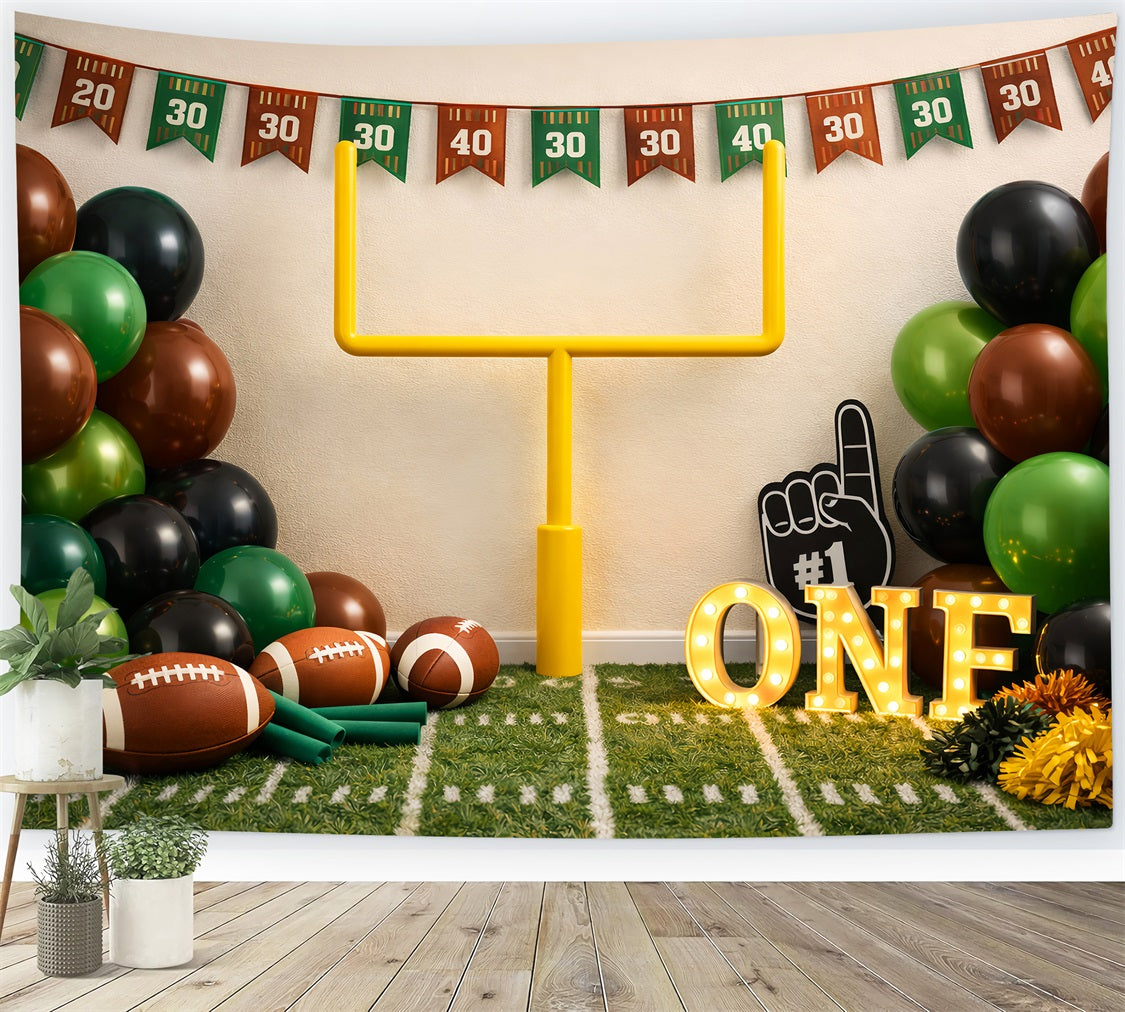 Football Photography Backdrop First Birthday Goalpost Party Sports Photo Backdrops LXX61-232